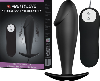 12 Speeds Vibrating Anal Penis Shape Plug Prostate Massager