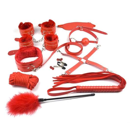 10pcs SM Bondage Roleplay Sex Kit Red