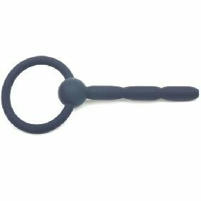 4'' Black Silicone Cum-Thru Penis Plug with Ring