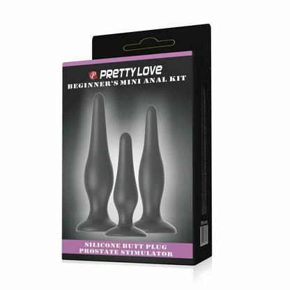 Pretty Love Black Silicone Anal Butt Plugs Set