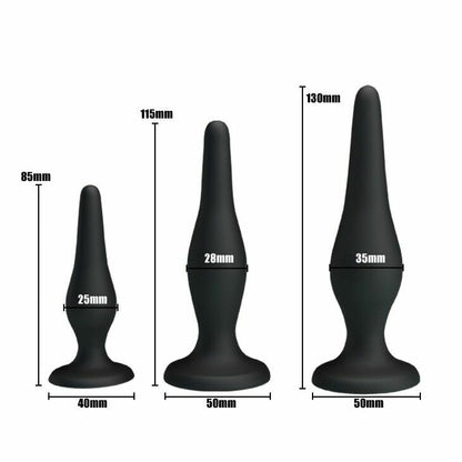 Pretty Love Black Silicone Anal Butt Plugs Set