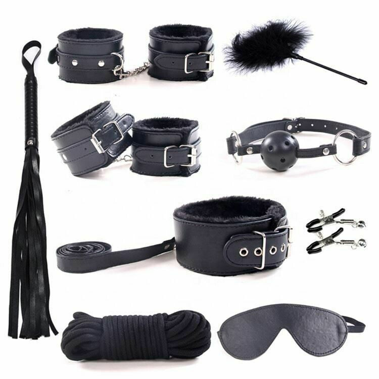 10pcs Bondage Sex Kit - Black 50 Shades Fun