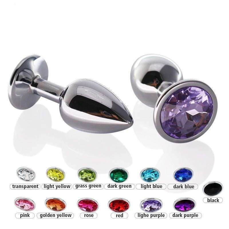 Stainless Steel Jewel Butt Plug + Vibrating Bullet Combo (S) - Pleazure