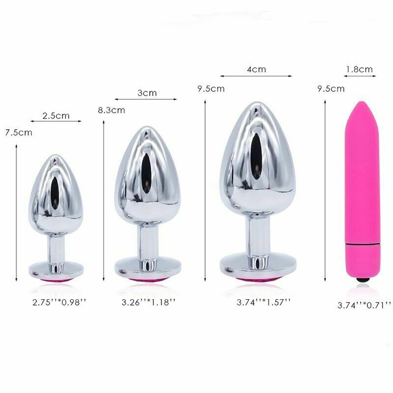 Stainless Steel Jewel Butt Plug + Vibrating Bullet Combo (S) - Pleazure