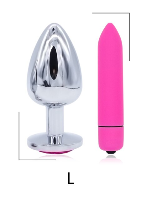 (M) Stainless Steel Jewel Butt Plug + Vibrating Bullet Combo - Pleazure