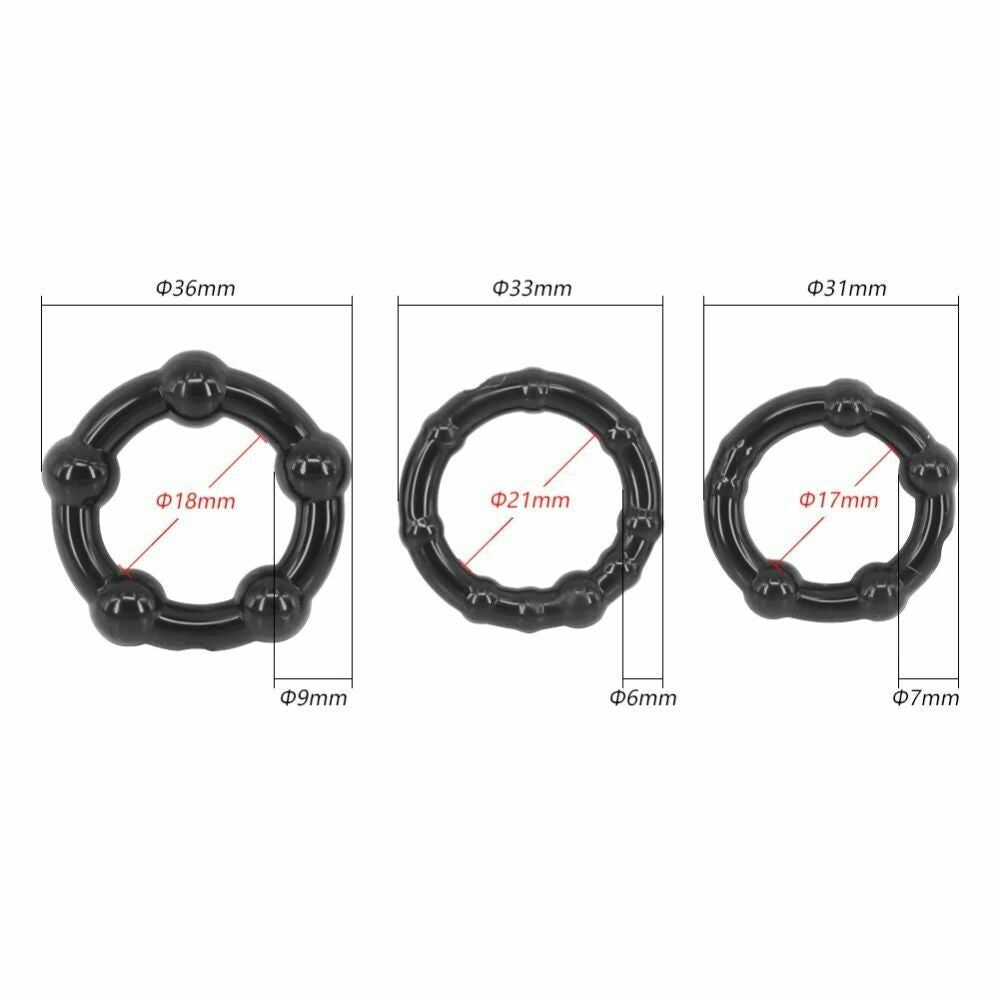 Stay Hard Erection Enhancer 3-Pack Black Cock Rings