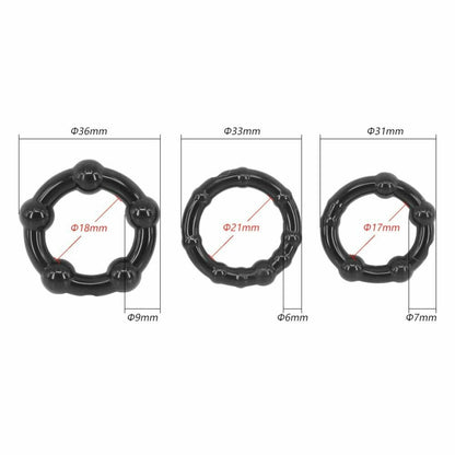 Stay Hard Erection Enhancer 3-Pack Black Cock Rings