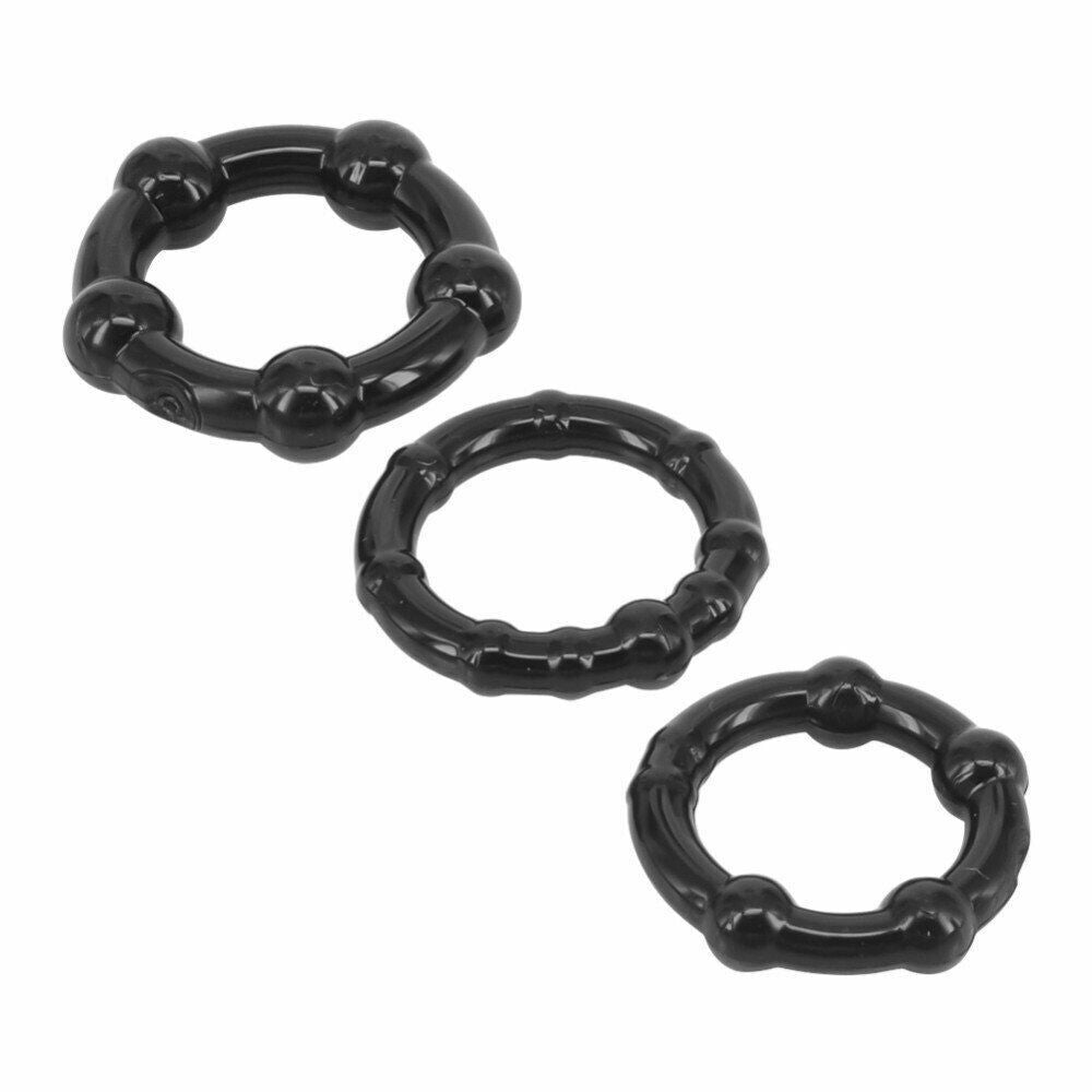 Stay Hard Erection Enhancer 3-Pack Black Cock Rings