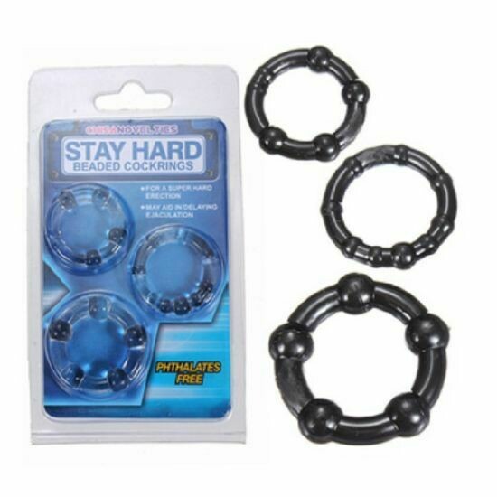 Stay Hard Erection Enhancer 3-Pack Black Cock Rings