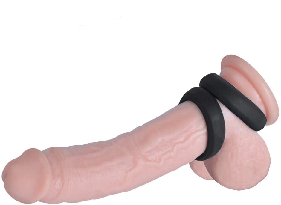 Enhanced Black Colour Silicone Triple Cock Ring Set