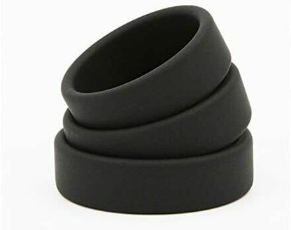 Enhanced Black Colour Silicone Triple Cock Ring Set