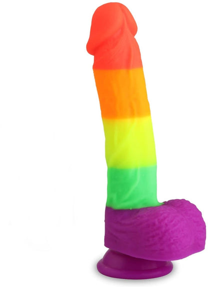 Realistic Penis Shaped Rainbow Suction Cup Dildo - Pleazure