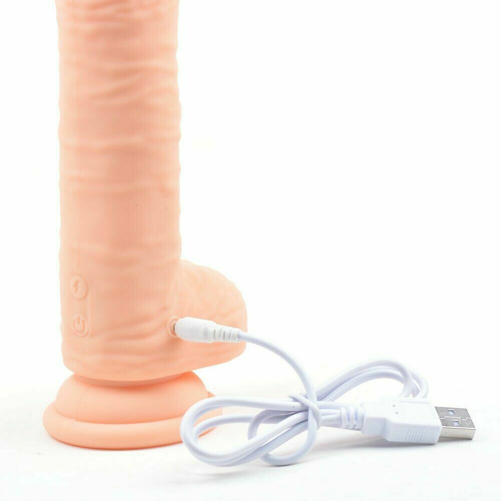 Realistic Rechargeable 10 Speed Silicone Vibrating and Rotating Dildo - Pleazure