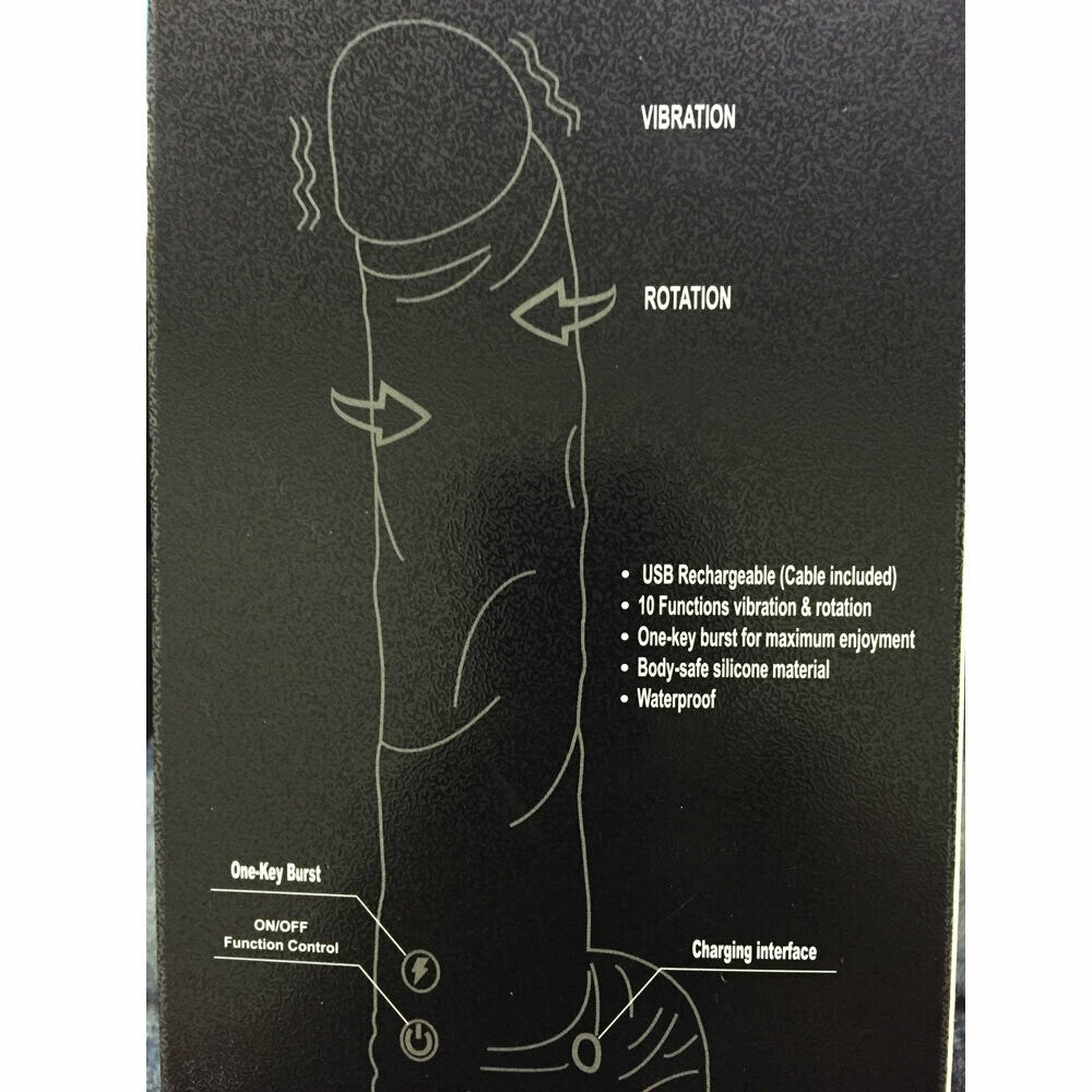 Big Rechargeable 10 Speed Realistic Silicone Vibrating and Rotating Dildo - Pleazure