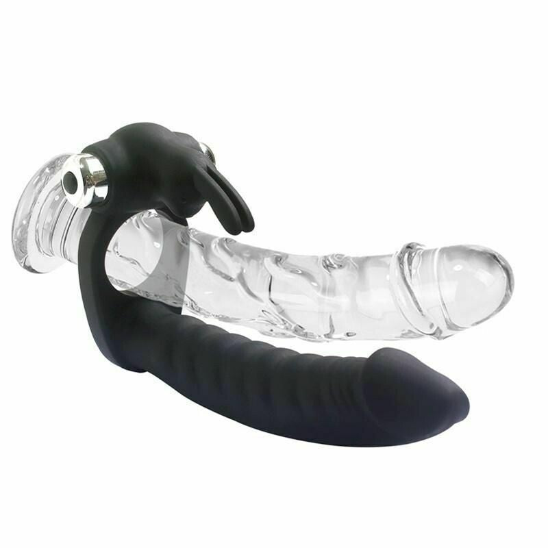 Rabbit Style Vibrating Cock Ring With Realistic Dildo