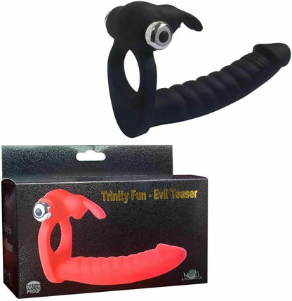 Rabbit Style Vibrating Cock Ring With Realistic Dildo