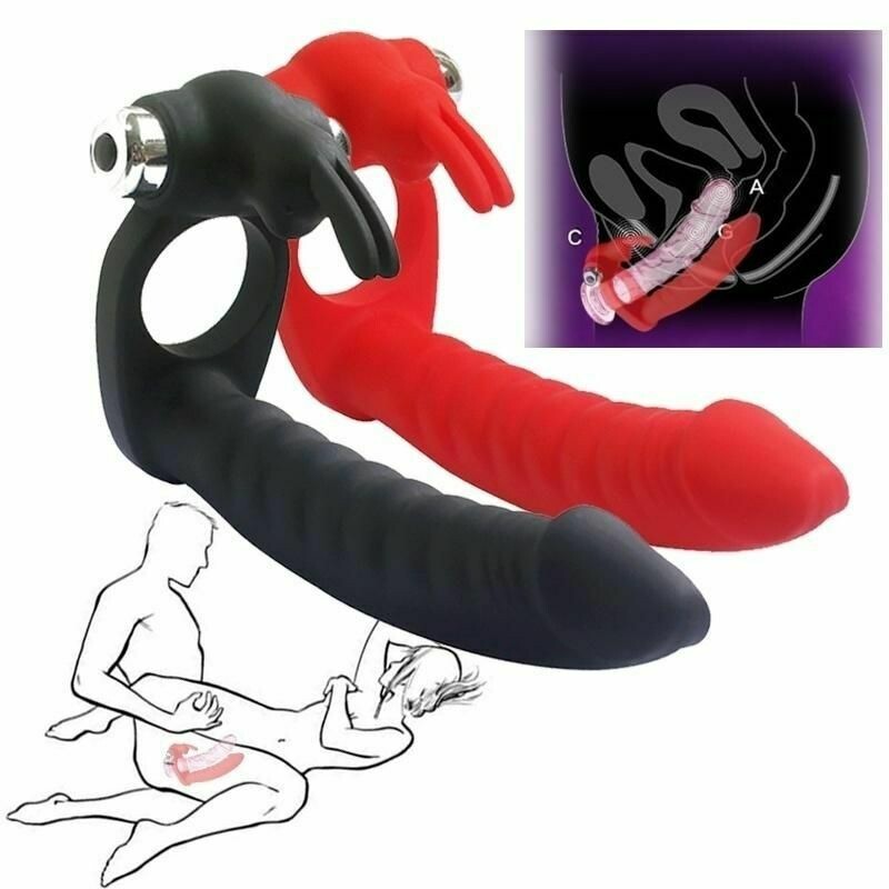 Rabbit Style Vibrating Cock Ring With Realistic Dildo