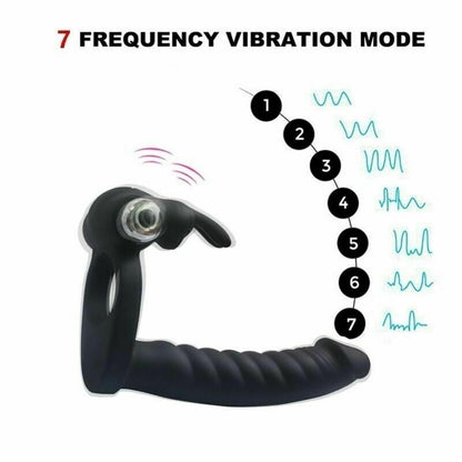 Rabbit Style Vibrating Cock Ring With Realistic Dildo