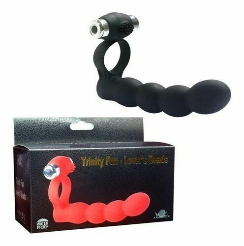 Vibrating Silicone Cock Ring With Anal Beads