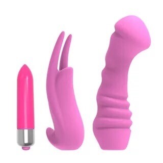 3 in 1 Foreplay Pleasure Set Vibration - Mini Dildo and Clit Rabbit - Pleazure