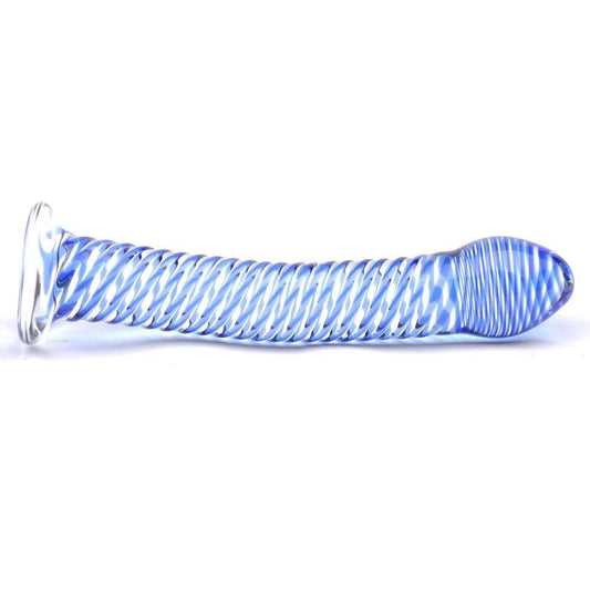 Beautiful Crystal Pyrex Glass Blue Swirl Massager Wand - Pleazure