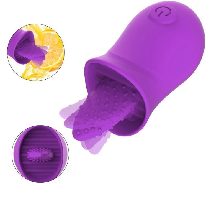 Silicone Rechargeable Cup Shape Vibrator with Tongue - Pleazure