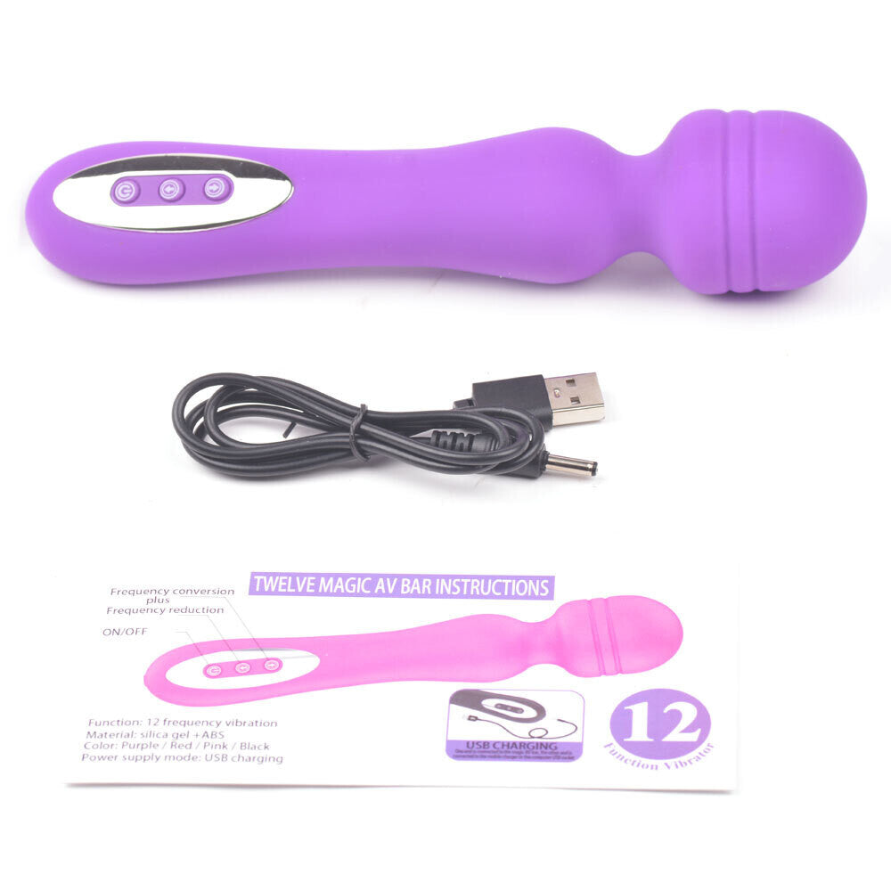 Silicone Rechargeable 12 Speed Wand Massager - Pleazure