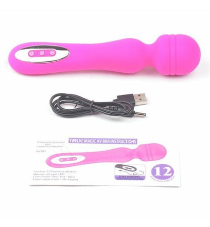 Silicone Rechargeable 12 Speed Wand Massager - Pleazure