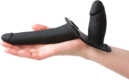 Double Pleasure Black Double Dildo Strap On - Pleazure