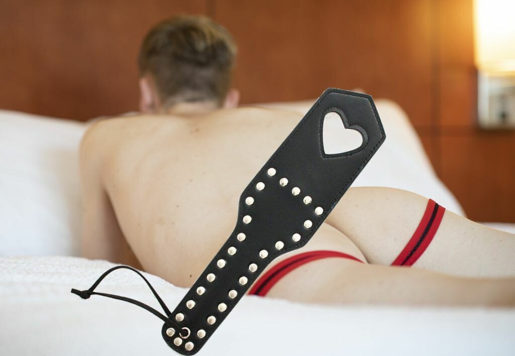 Leather Heart Shaped Spanking Paddle