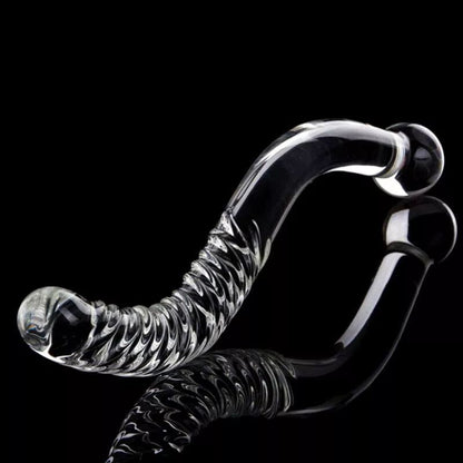 Borosilicate Curved Swirl Glass Massager