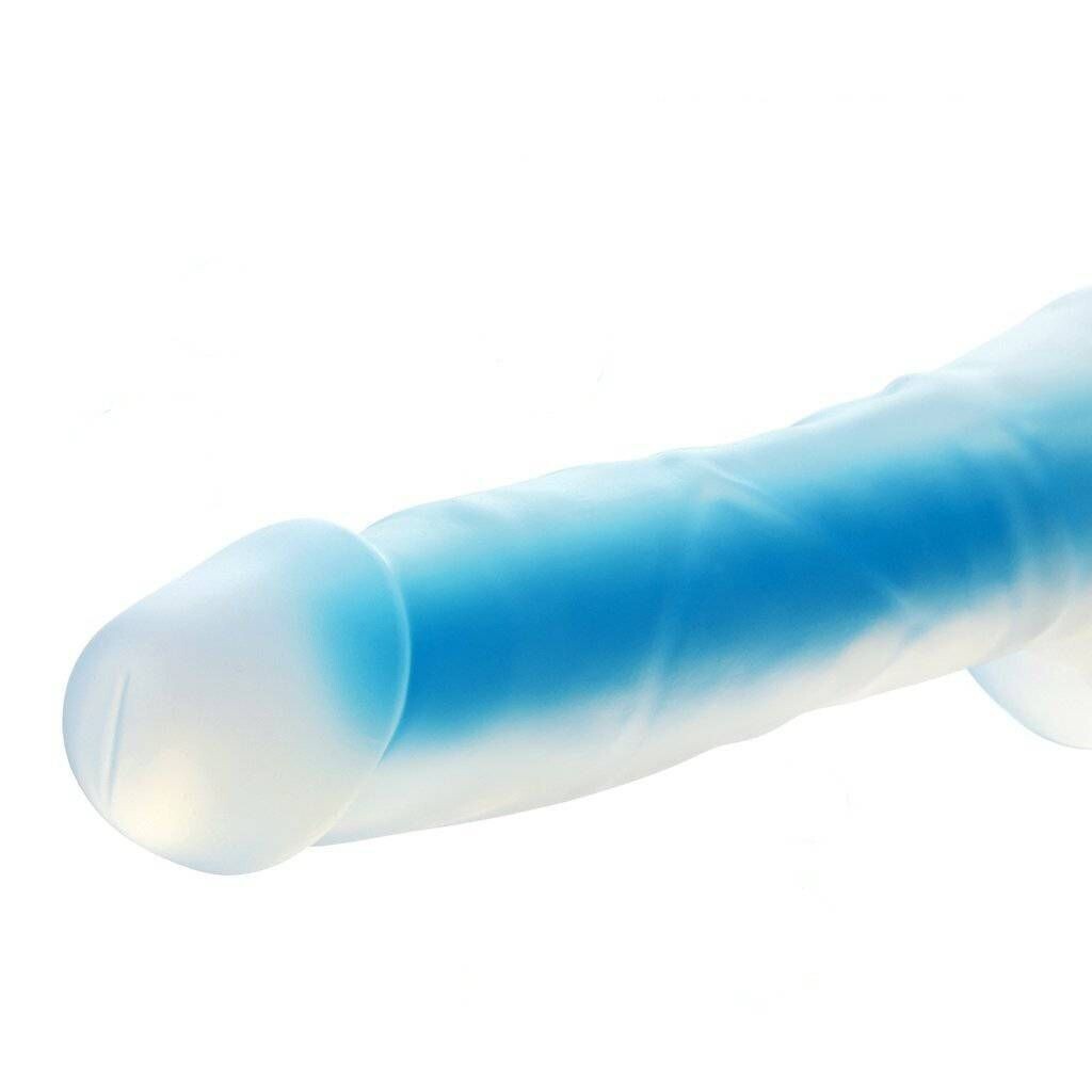 Luminous Glow In The Dark Blue Double Layer Dildo - Pleazure