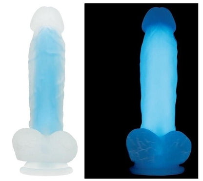 Luminous Glow In The Dark Blue Double Layer Dildo - Pleazure