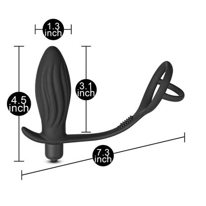 Wavy Anal Plug Prostate Vibrator With Dual Cock Ring