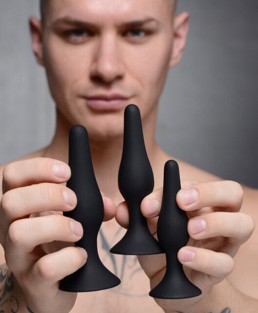 Pretty Love Black Silicone Anal Butt Plugs Set