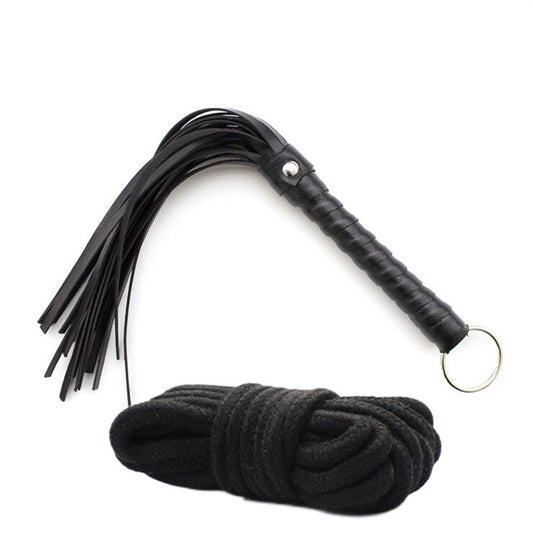 Fetish Flogger and Cotton Bondage Rope Starter Set