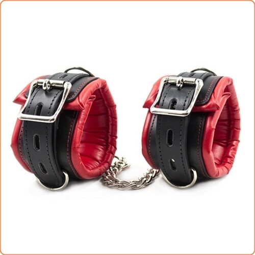 PU Leather Ankle Cuffs with Shackle Restraints