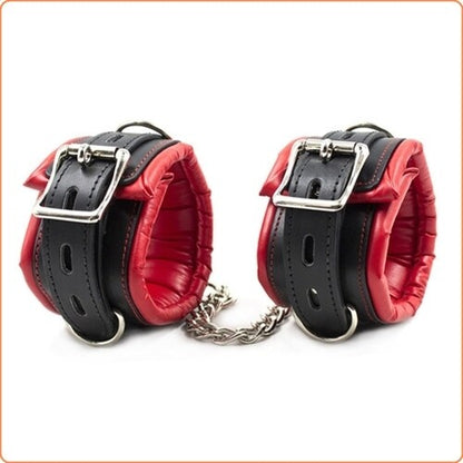 PU Leather Ankle Cuffs with Shackle Restraints