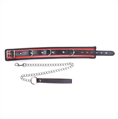 Padded PU Leather BDSM Collar and Chain Restraint