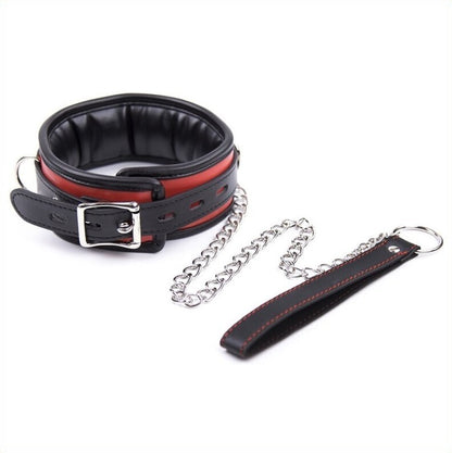 Padded PU Leather BDSM Collar and Chain Restraint