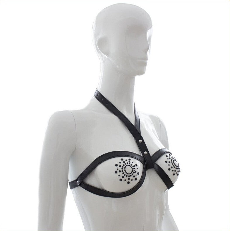 Fetish PU Leather Bondage Open Bra