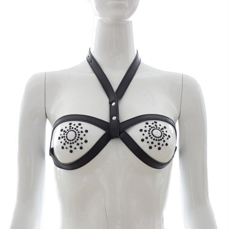 Fetish PU Leather Bondage Open Bra