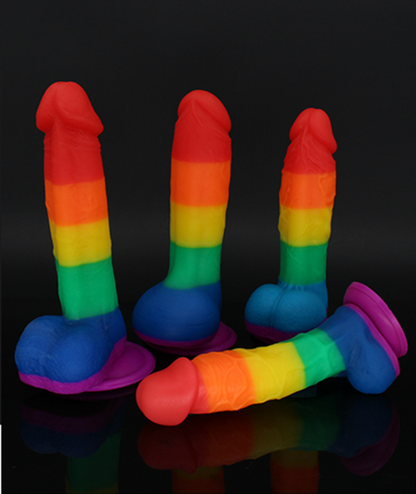 Realistic Penis Shaped Rainbow Suction Cup Dildo - Pleazure