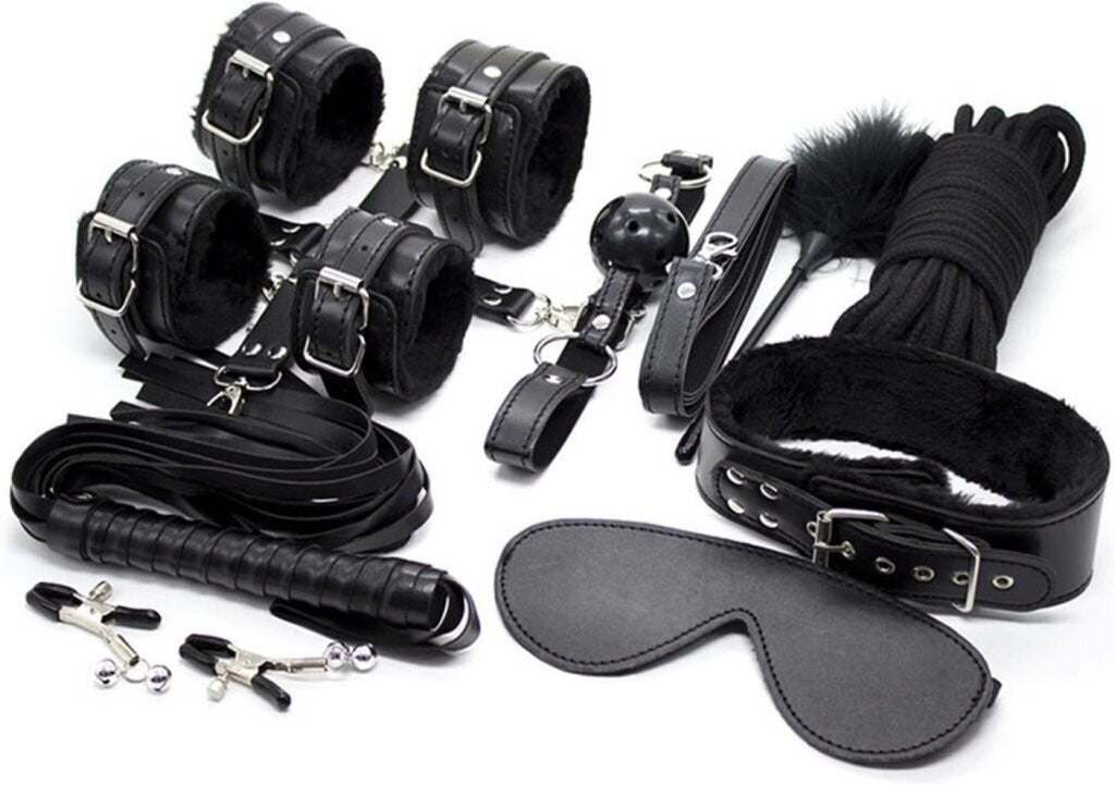 10pcs SM Bondage Roleplay Sex Kit Black