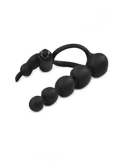 Silicone Rabbit Cock Ring With Attached Anal Beads