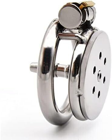 Flat Button Chastity Cage Stainless Catheter