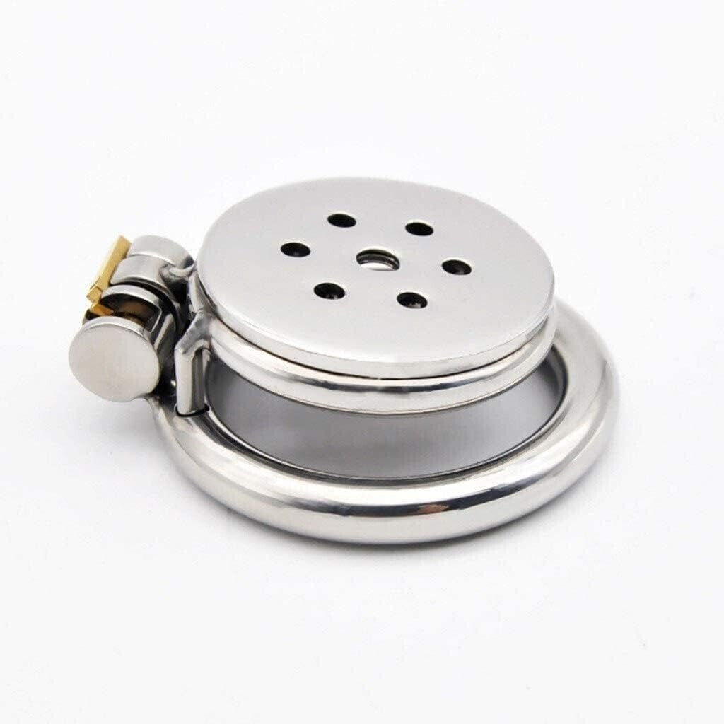 Flat Button Chastity Cage Stainless Catheter