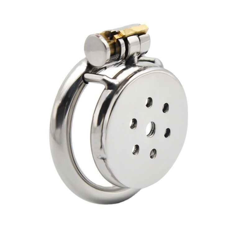 Flat Button Chastity Cage Stainless Catheter