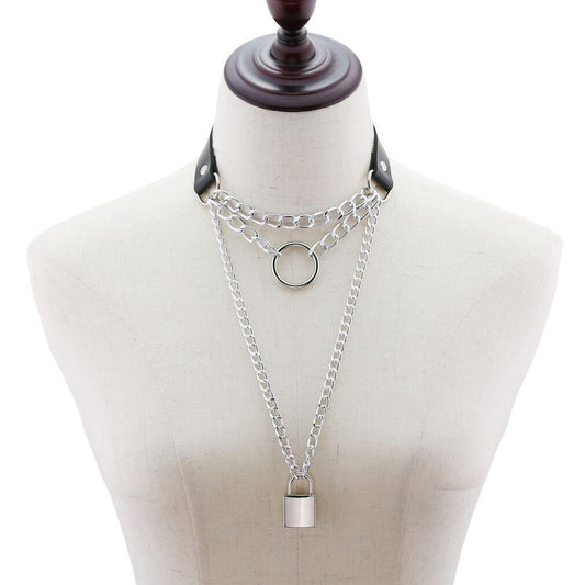 Gothic Lock Chain Necklace