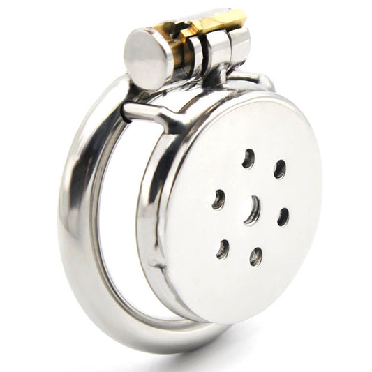 Flat Button Stainless Chastity Cage